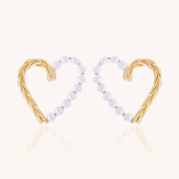 Pearl Heart Statement Earrings