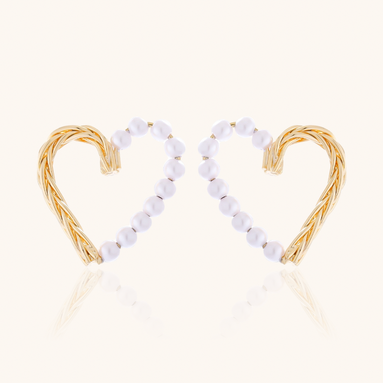 Pearl Heart Statement Earrings