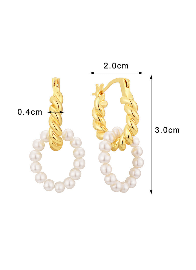 Twist Pearl Hoop Statement Earrings