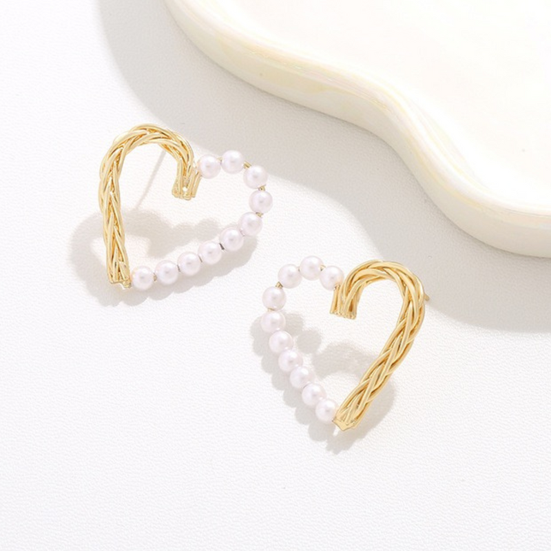 Pearl Heart Statement Earrings