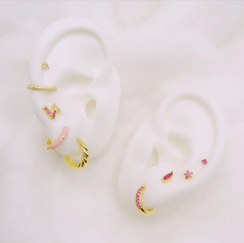 Baby Pink Enemal Huggie Earrings