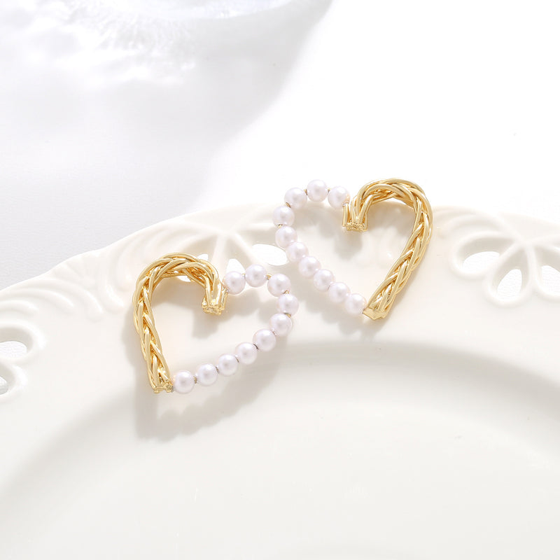 Pearl Heart Statement Earrings