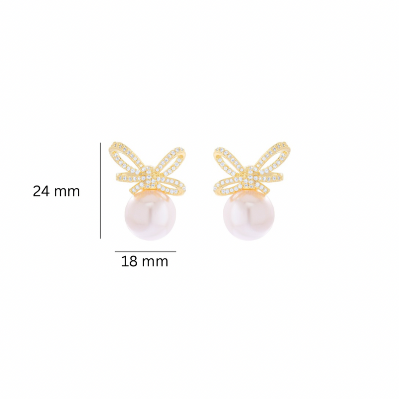 Bow Pearl Stud Statement Earrings