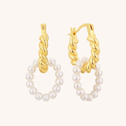 Twist Pearl Hoop Statement Earrings