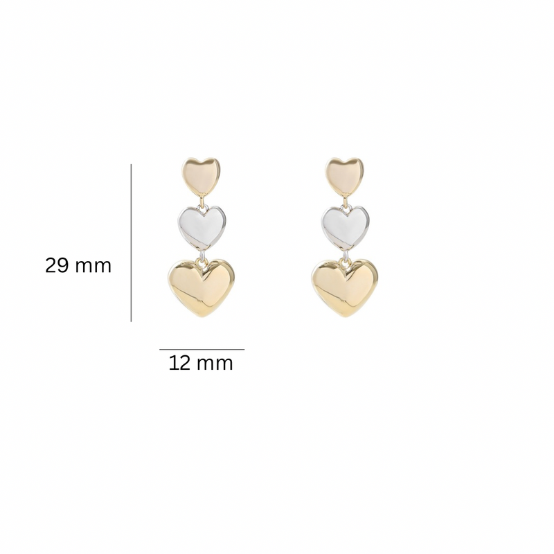 Puffy Heart Dangle Stud Statement Earrings