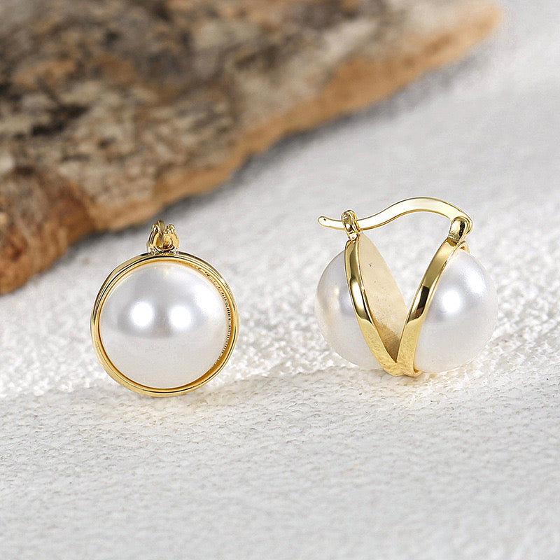 Round Pearl Statement Earrings