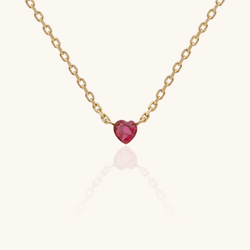 10K Solid Yellow Gold Pink Heart Necklace