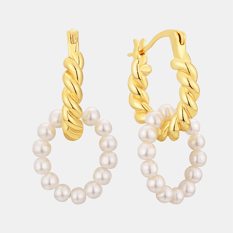 Twist Pearl Hoop Statement Earrings