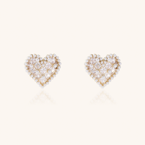 Heart Pearl Stud Statement Earrings