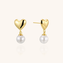 Heart Pearl Drop Statement Earrings