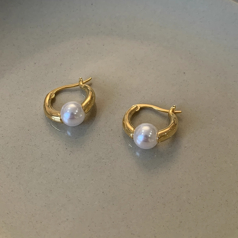 Pearl Hoop Statement Earrings