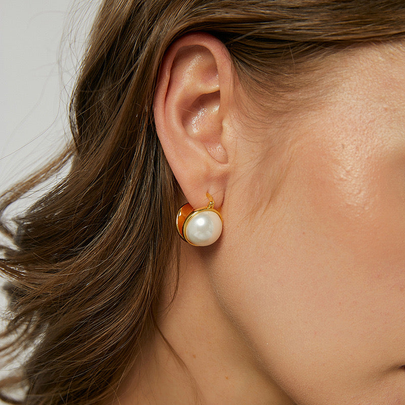 Round Pearl Statement Earrings