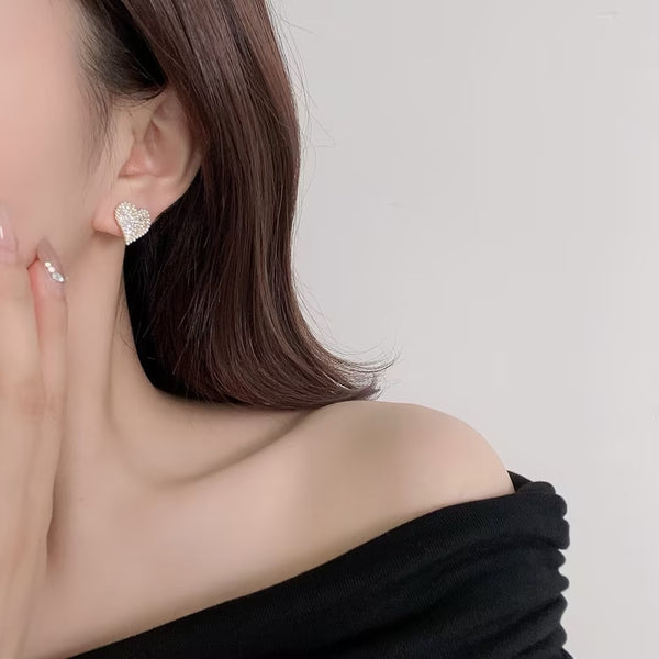 Heart Pearl Stud Statement Earrings