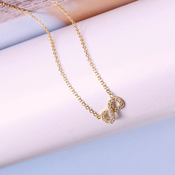 9K Solid Yellow Gold Infinity Necklace