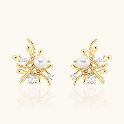 Firework Pearl Stud Statement Earrings