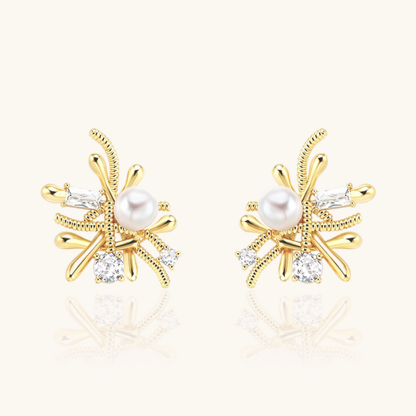 Firework Pearl Stud Statement Earrings