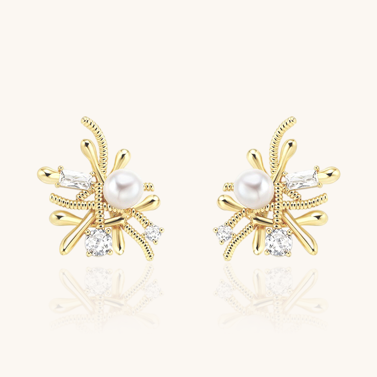 Firework Pearl Stud Statement Earrings