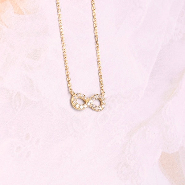 9K Solid Yellow Gold Infinity Necklace