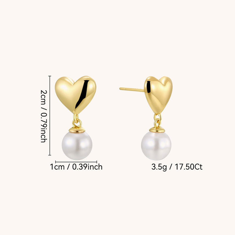 Heart Pearl Drop Statement Earrings