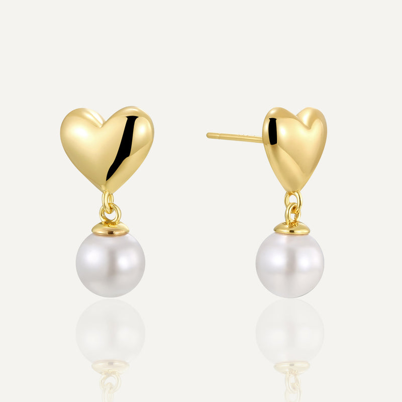 Heart Pearl Drop Statement Earrings