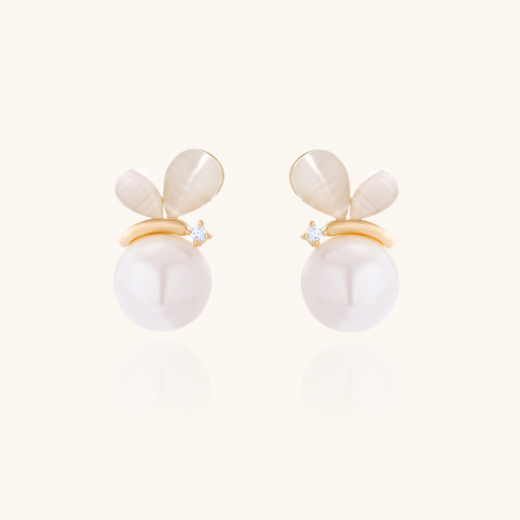 Butterfly Pearl Stud Statement Earrings