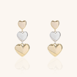 Puffy Heart Dangle Stud Statement Earrings