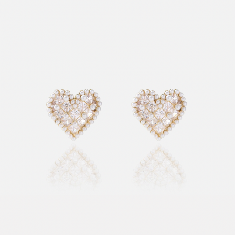 Heart Pearl Stud Statement Earrings