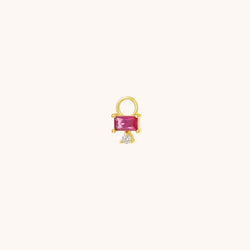 Pink Retangular Czs Earring Charm