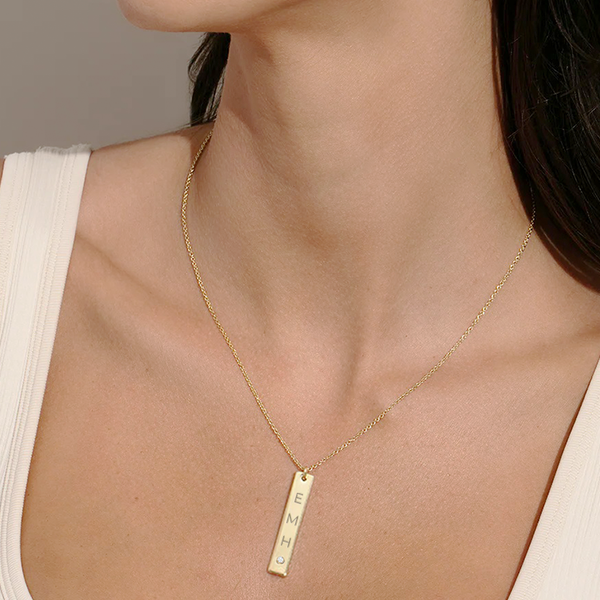 Personalised Engraved Vertical  Bar Necklace