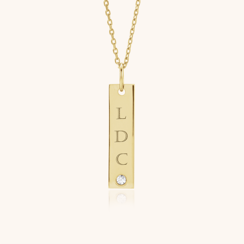 Personalised Engraved Vertical  Bar Necklace