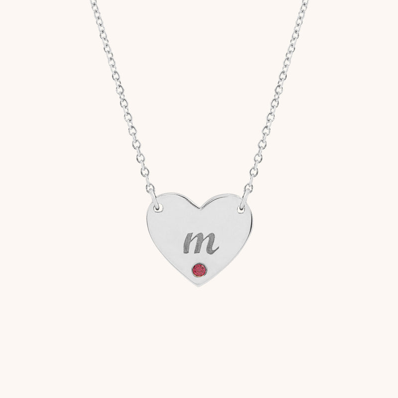 Personalised Heart Pendant Necklace with Birthstone