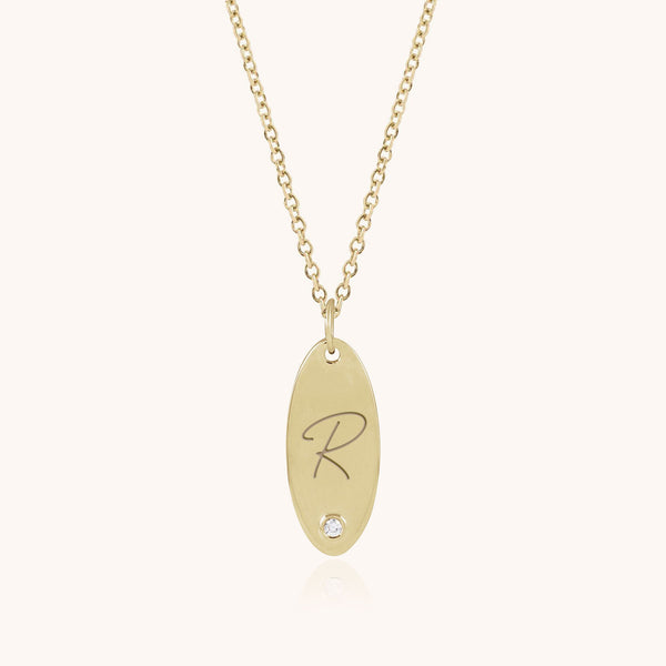 Personalised Oval Pendant Necklace with Birthstone