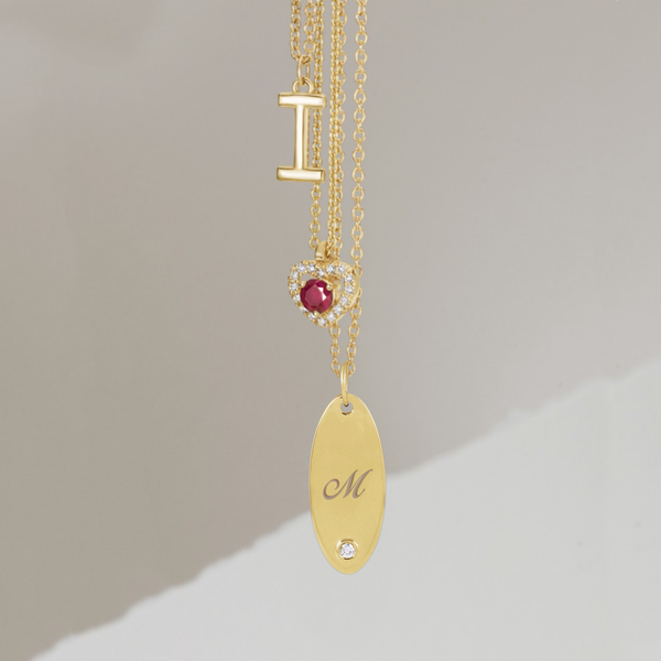 Personalised Oval Pendant Necklace with Birthstone