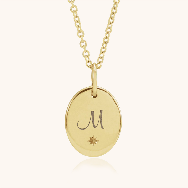 Personalised Disc Pendant Necklace with Engraved Star