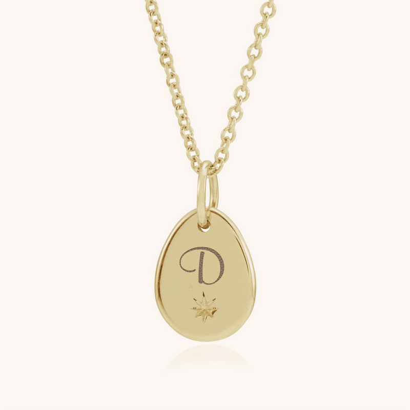 Personalised Disc Pendant Necklace with Engraved Star