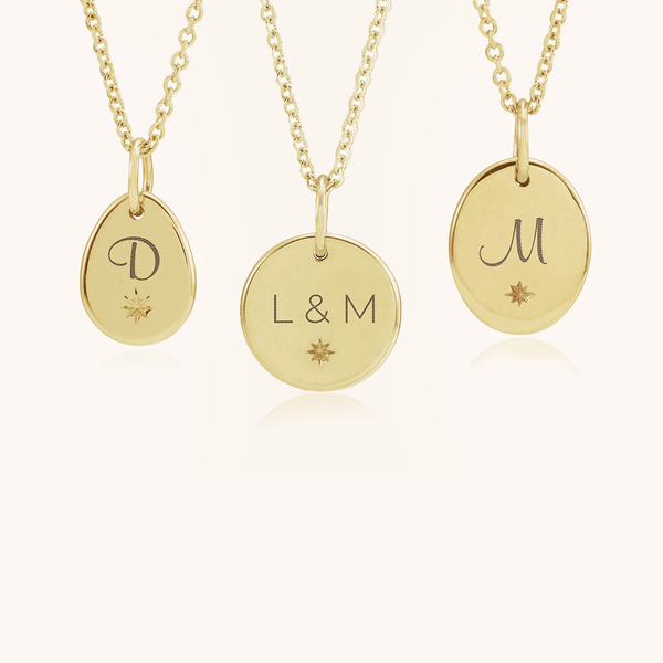 Personalised Disc Pendant Necklace with Engraved Star