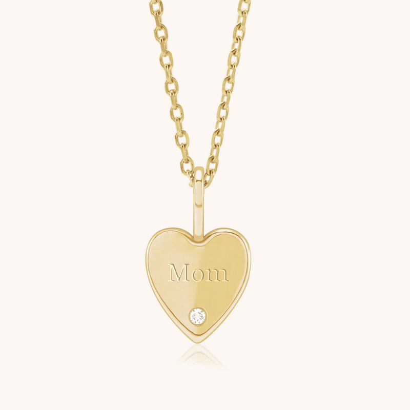 Personalised Engraved Birthstone Heart Necklace