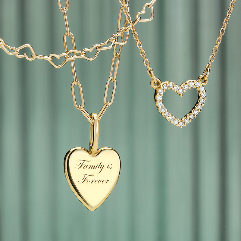 Personalised Engraved Birthstone Heart Necklace