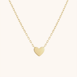 14K Solid Gold Dainty Heart Center Necklace