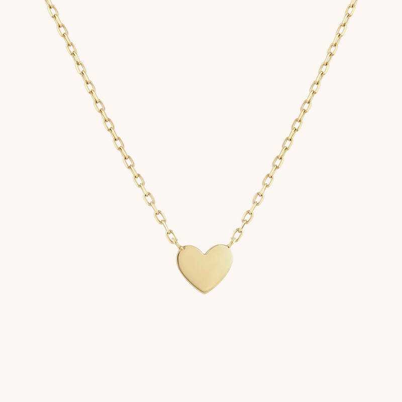 14K Solid Gold Dainty Heart Center Necklace