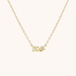 14K Solid Gold Dainty XO Center Necklace