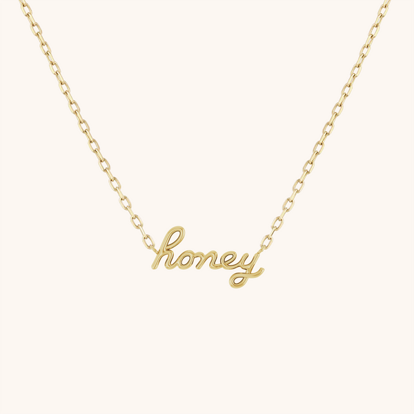 14K Solid Gold Dainty Honey Center Necklace