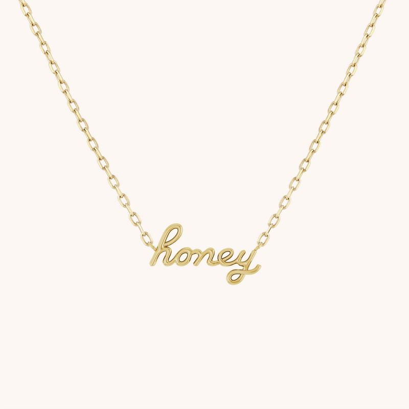 14K Solid Gold Dainty Honey Center Necklace