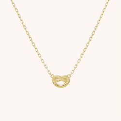 14K Solid Gold Dainty Love Knot Center Necklace