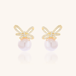 Bow Pearl Stud Statement Earrings