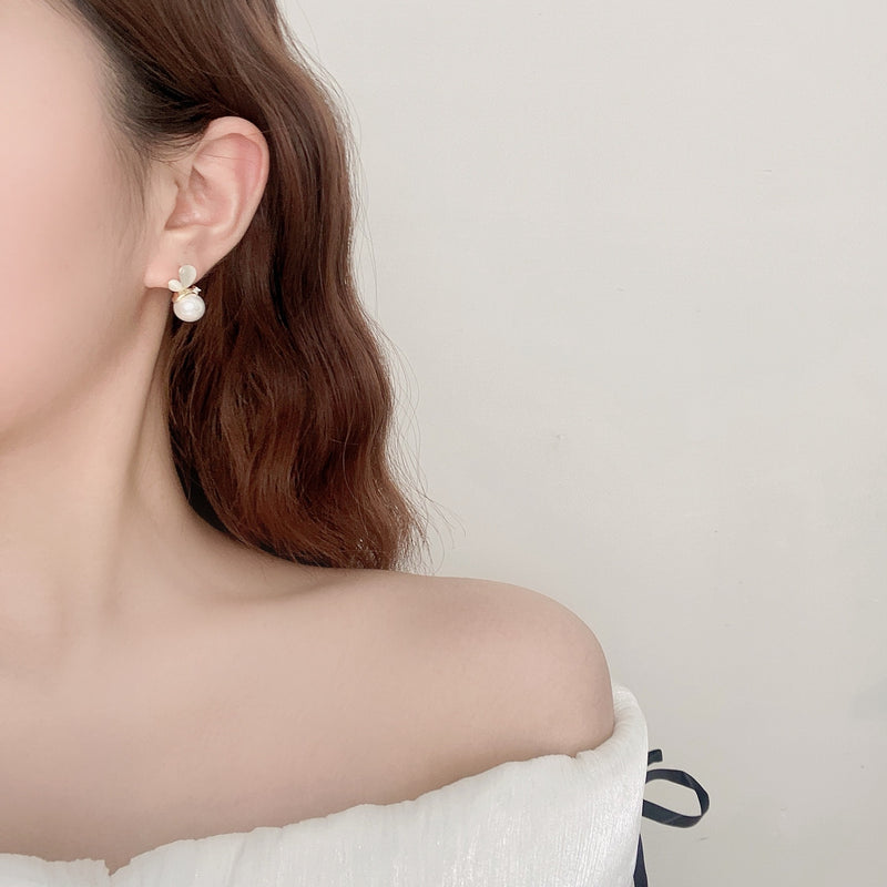 Butterfly Pearl Stud Statement Earrings