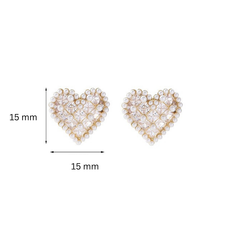 Heart Pearl Stud Statement Earrings