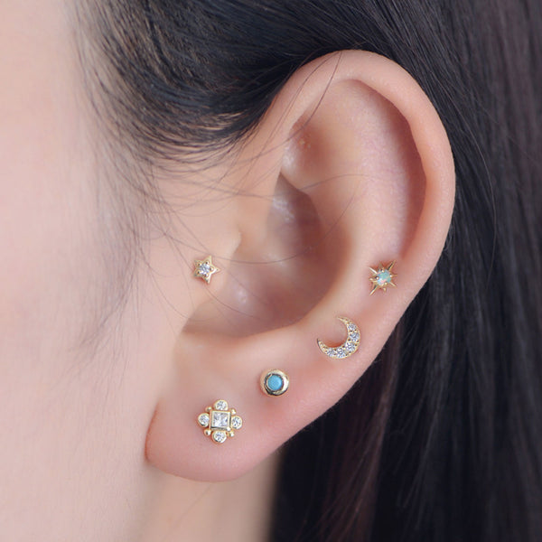 Dainty Moon Flatback Earring