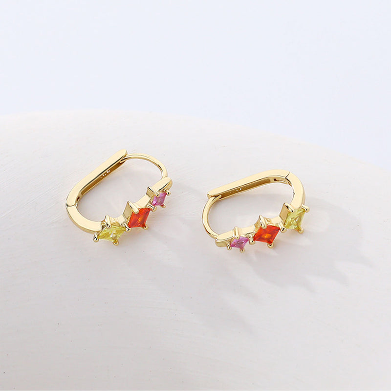 Trio Color Czs Hoop Earring