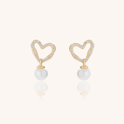 Heart Pearl Dangle Statement Earrings